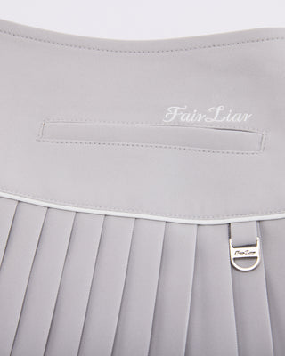 [FL Signature] Fair Liar Silk Twisted Flare Pleated Skirt - Grey