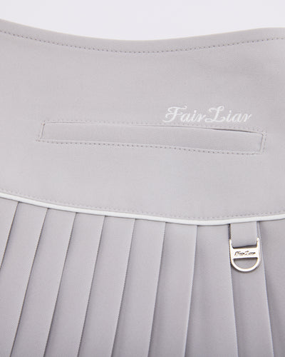 [FL signature] Silk twisted flare pleated skirt - Grey