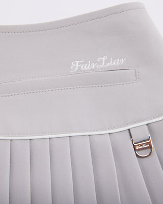 [FL Signature] Fair Liar Silk Twisted Flare Pleated Skirt - Grey