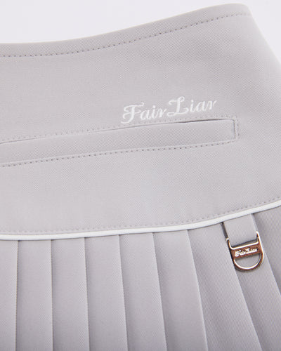 [FL signature] Silk twisted flare pleated skirt - Grey