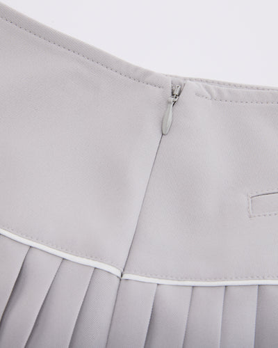 [FL signature] Silk twisted flare pleated skirt - Grey
