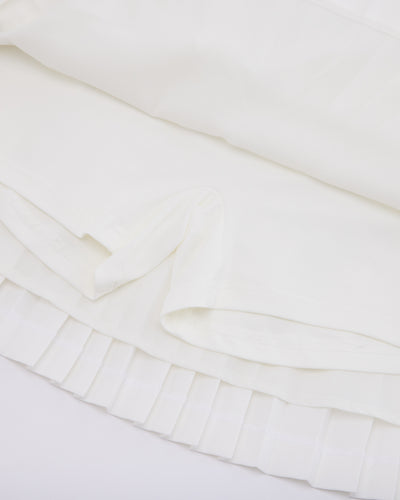 [FL signature] Silk twisted flare pleated skirt - White