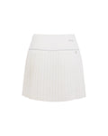 [FL signature] Silk twisted flare pleated skirt - White