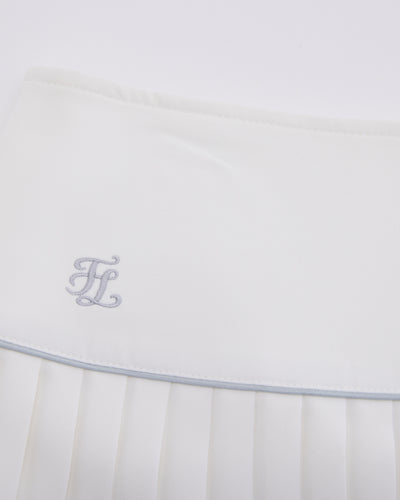 [FL signature] Silk twisted flare pleated skirt - White