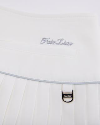 [FL Signature] Fair Liar Silk Twisted Flare Pleated Skirt - White