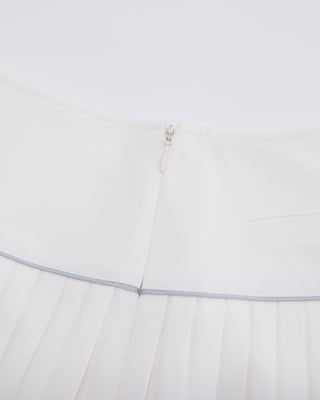 [FL Signature] Fair Liar Silk Twisted Flare Pleated Skirt - White