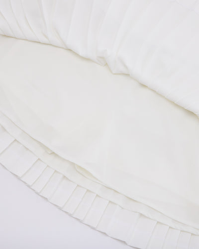 [FL signature] Silk twisted flare pleated skirt - White