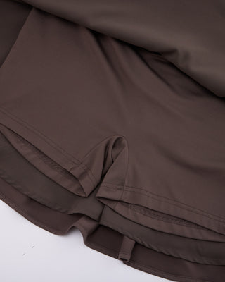 High waist jersey flared skirt - Brown