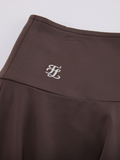 High waist jersey flared skirt - Brown