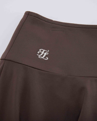 High waist jersey flared skirt - Brown