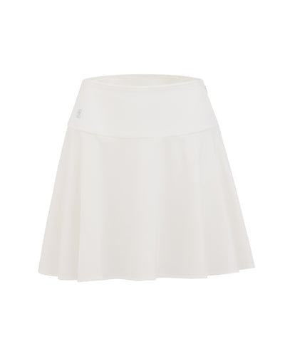 High waist jersey flared skirt - White