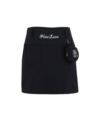 High Waist Ball Pocket H-Line Skirt - Black