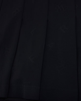 Lettering Jacquard Pleated Skirt - Black