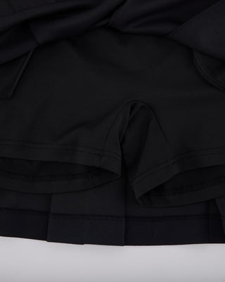Lettering Jacquard Pleated Skirt - Black