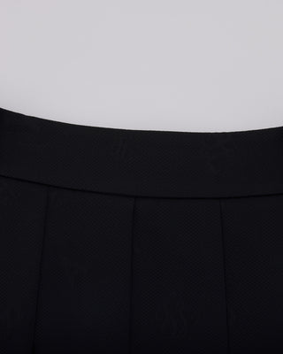 Lettering Jacquard Pleated Skirt - Black