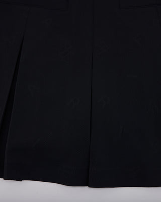 Lettering Jacquard Pleated Skirt - Black