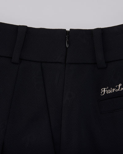 Lettering jacquard pleated skirt - Black