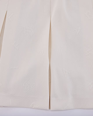 Lettering Jacquard Pleated Skirt - Cream