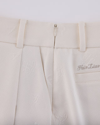 Lettering Jacquard Pleated Skirt - Cream