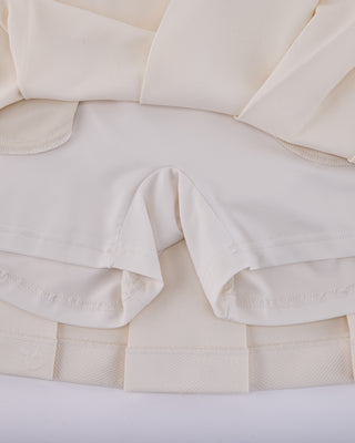 Lettering Jacquard Pleated Skirt - Cream