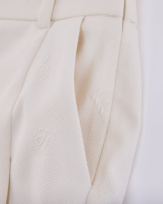 Lettering Jacquard Pleated Skirt - Cream