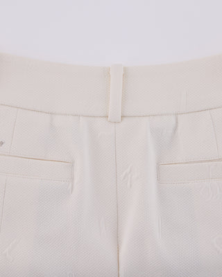 Lettering Jacquard Pleated Skirt - Cream
