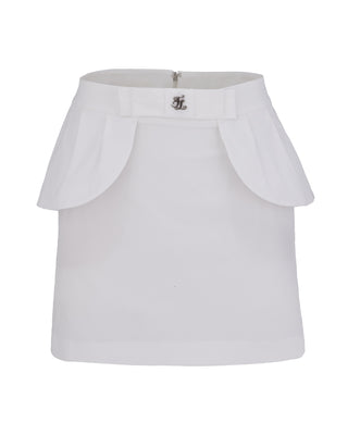 High Waist Ribbon Flap Skirt - White