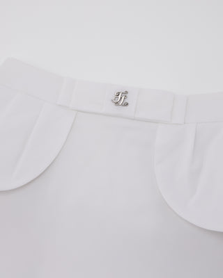 High Waist Ribbon Flap Skirt - White