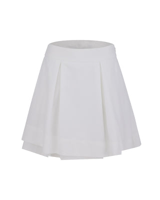 Double Layer Flared Skirt - White