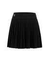 Pique pleated skirt - Black
