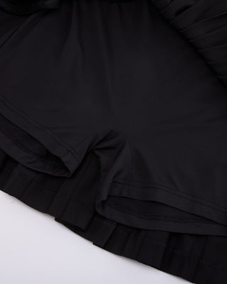 Pique pleated skirt - Black