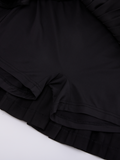 Pique pleated skirt - Black