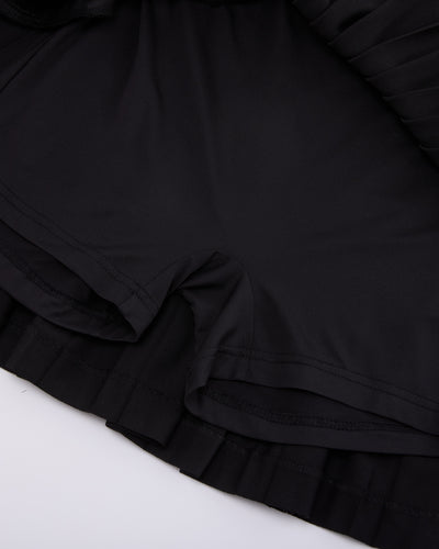 Pique pleated skirt - Black