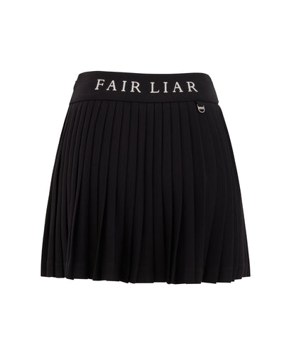 Pique pleated skirt - Black