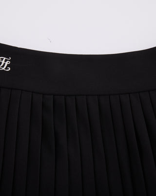 Pique pleated skirt - Black