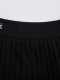 Pique pleated skirt - Black