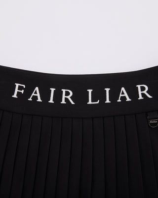 Pique pleated skirt - Black