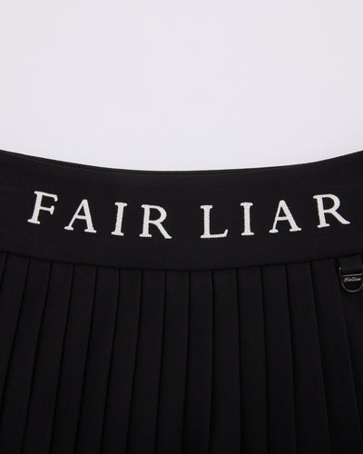 Pique pleated skirt - Black