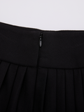 Pique pleated skirt - Black