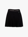 Pique pleated skirt - Black