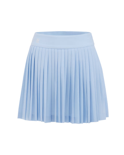 Pique pleated skirt - Light Blue