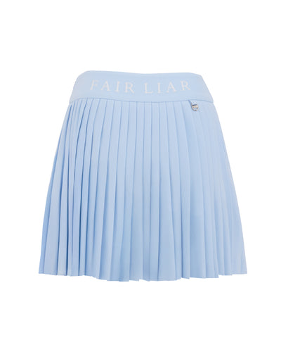 Pique pleated skirt - Light Blue