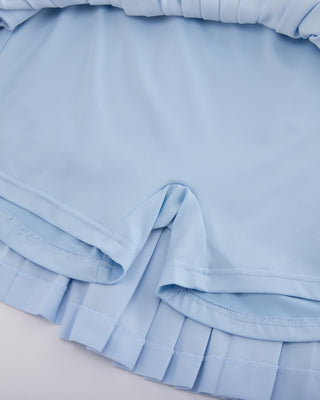 Pique pleated skirt - Light Blue