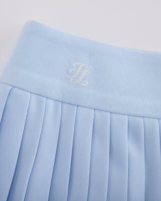 Pique pleated skirt - Light Blue