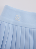 Pique pleated skirt - Light Blue