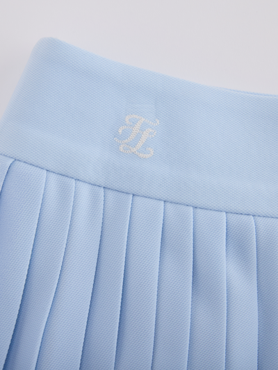 Pique pleated skirt - Light Blue