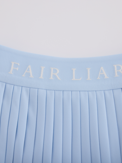 Pique pleated skirt - Light Blue