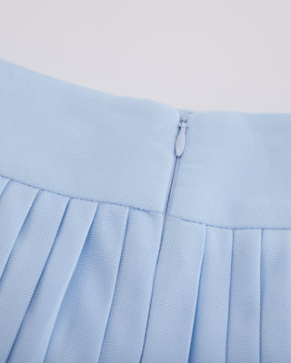 Pique pleated skirt - Light Blue