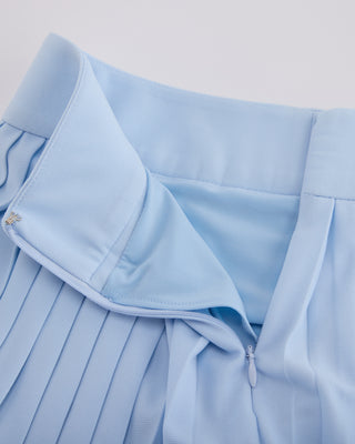 Pique pleated skirt - Light Blue