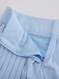 Pique pleated skirt - Light Blue